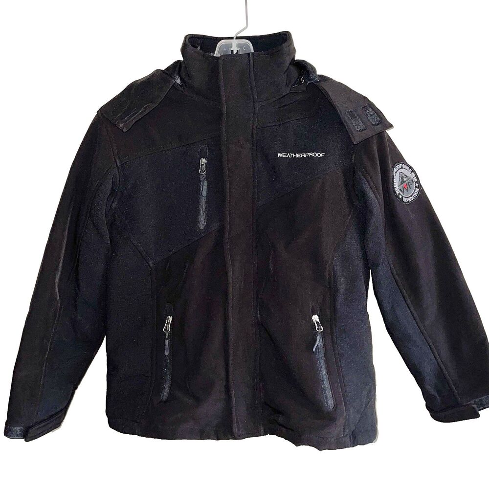Weatherproof Black Hooded Winter Jacket Womens Size M Removable Quilted Lining